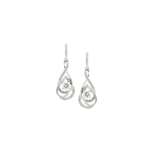 Silver And Cubic Zirconia Twisted Teardrop Drop Earrings