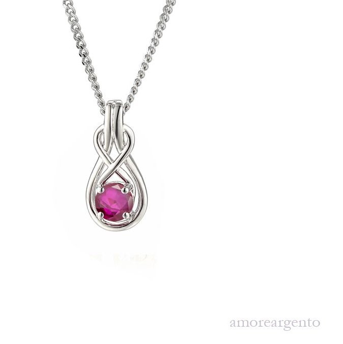 Silver and Ruby twisted pendant