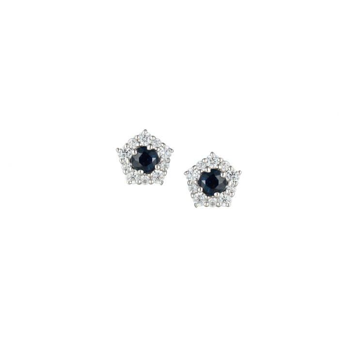 Silver, Sapphire & Cubic Zirconia stud earrings