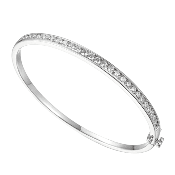 Silver And Cubic Zirconia Bangle