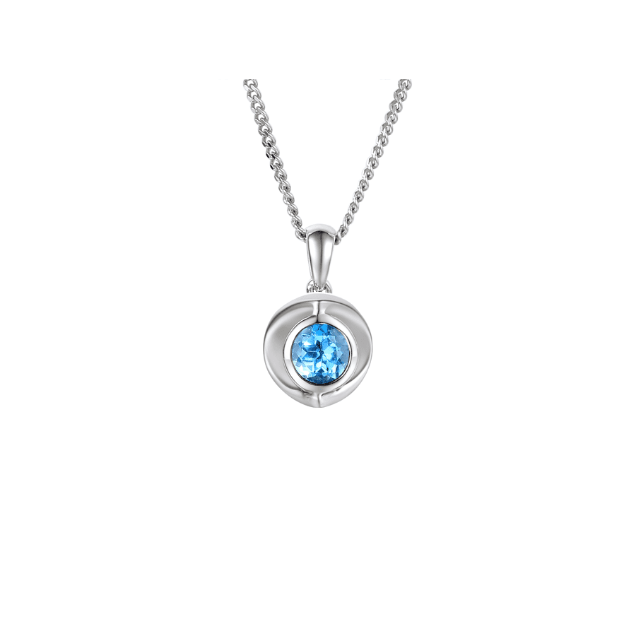 Silver and Blue Topaz round pendant