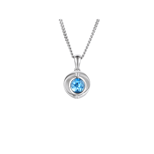 Silver and Blue Topaz round pendant