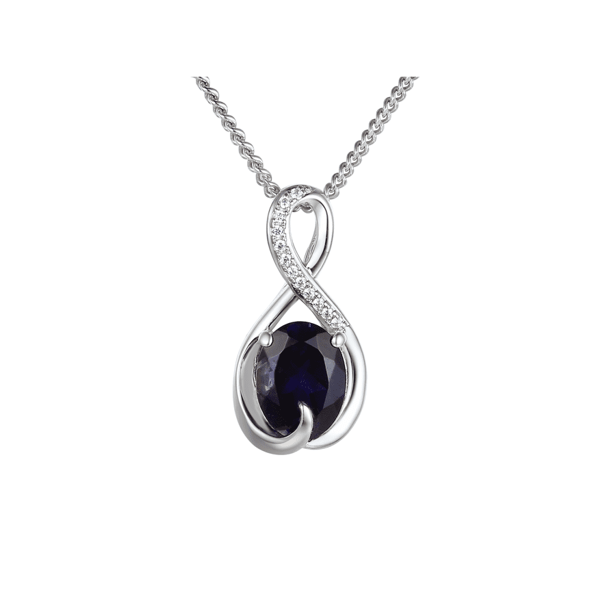 Silver, Iolite and Cubic Zirconia infinity pendant
