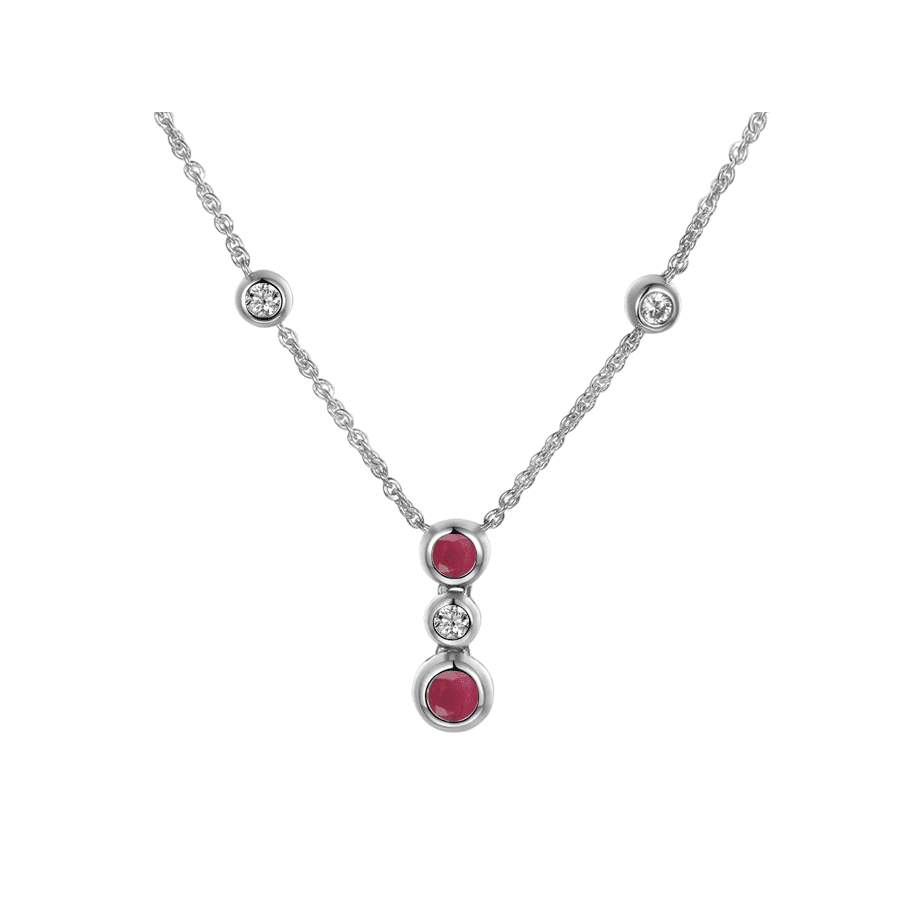Silver, Ruby and Cubic Zirconia necklet
