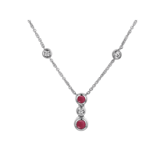 Silver, Ruby and Cubic Zirconia necklet