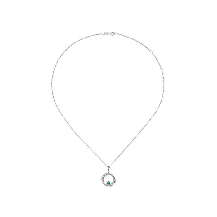 Silver and Emerald with Cubic Zirconia Circular pendant