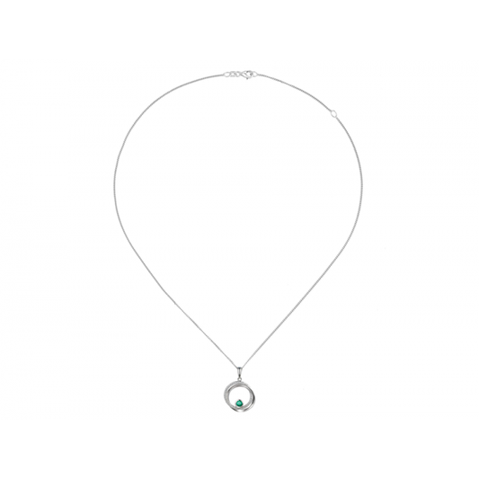 Silver and Emerald with Cubic Zirconia Circular pendant