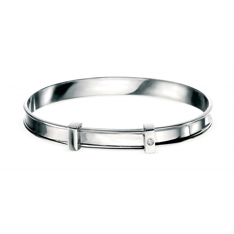D For Diamond Silver And Diamond Baby Bangle