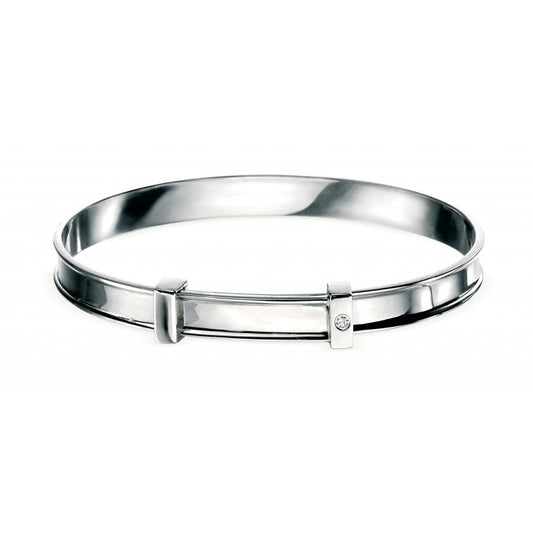 D For Diamond Silver And Diamond Baby Bangle