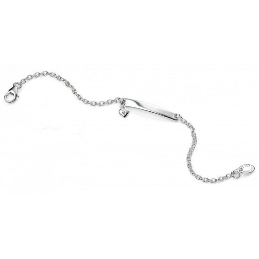 D For Diamond Silver And Diamond Heart Identity Bracelet