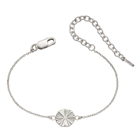Silver diamond cut circle charm Bracelet
