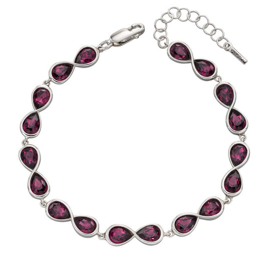 Fiorelli Silver And Purple Crystal Infinity Style Bracelet.