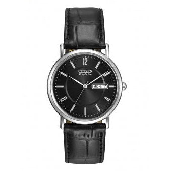 Gents Citizen Eco-Drive leather strap Watch