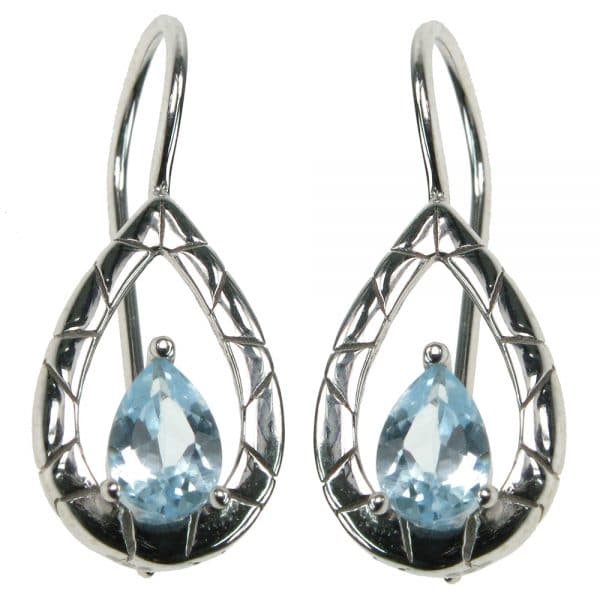Silver And Blue Topaz Teardrop Drop Earrings