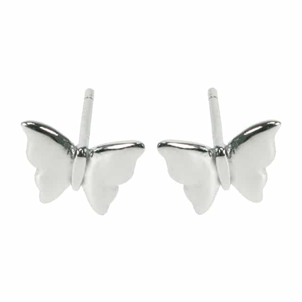 Silver butterfly stud earrings