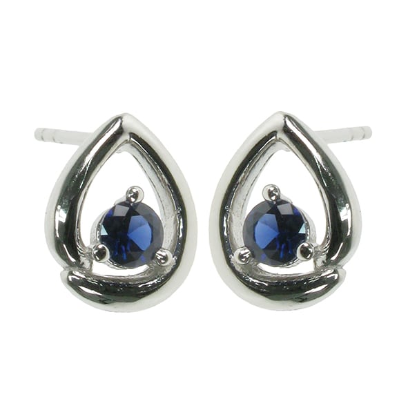 silver and Created Sapphire stud earrings