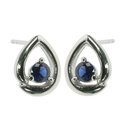 silver and Created Sapphire stud earrings