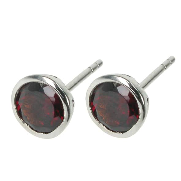 Garnet small round stud earrings