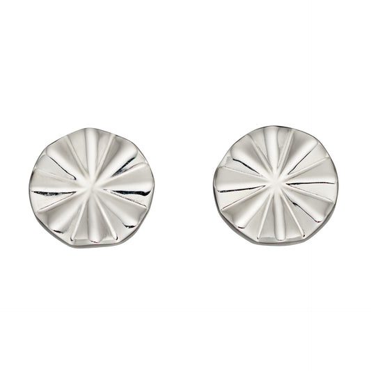 Fiorelli Silver diamond cut bevelled round Stud Earrings