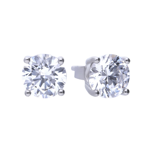 Diamonfire silver 4 claw cubic zirconia stud earrings 1.00CT