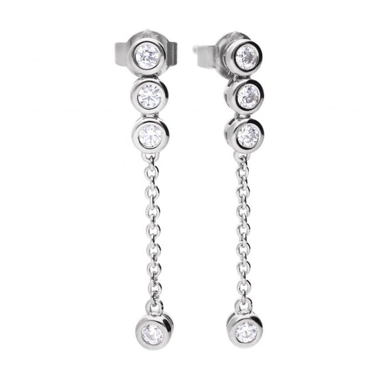 Diamonfire Silver And Cubic zirconia Rubover Drop Earrings.