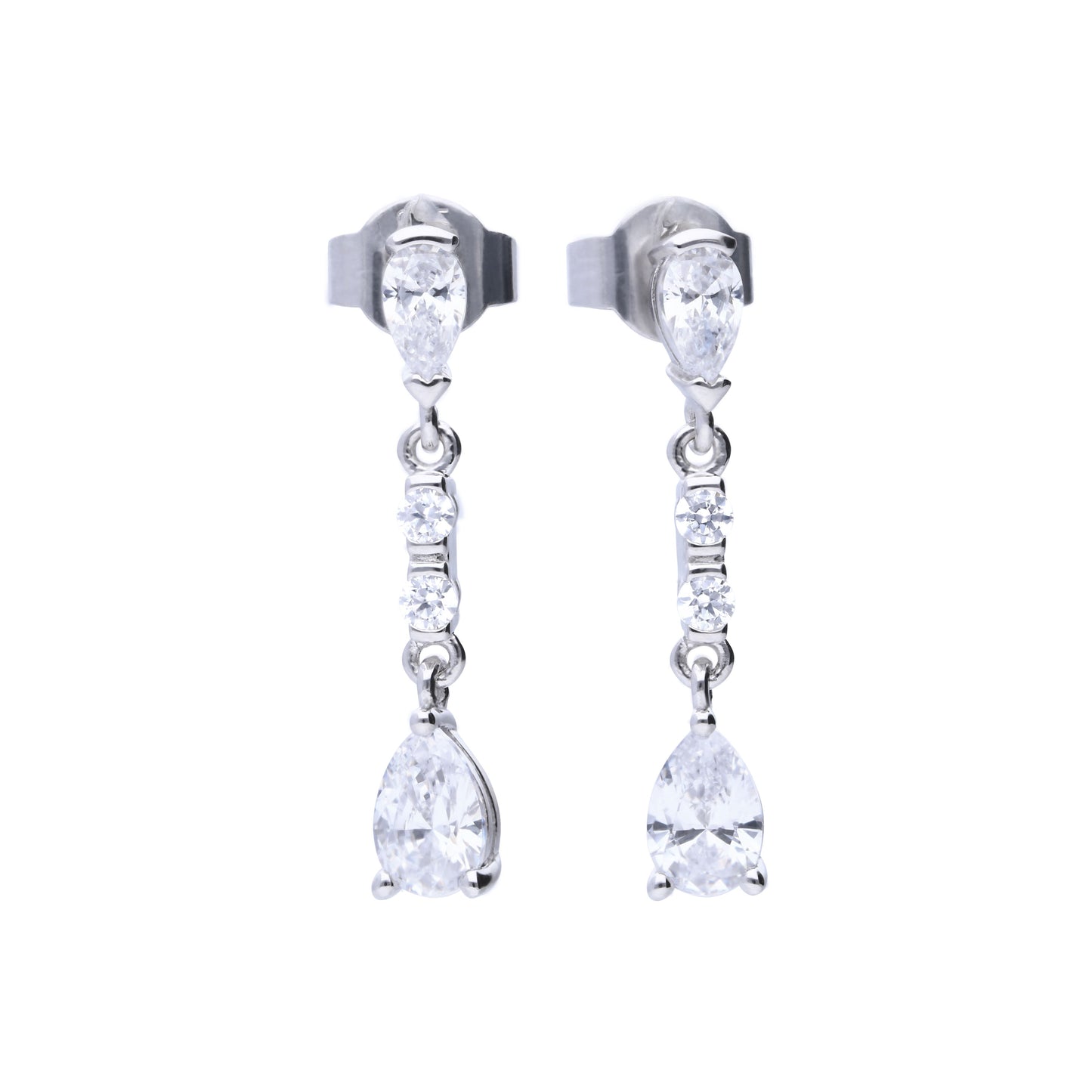 Diamonfire silver and cubic zirconia long teardrop drop earrings.