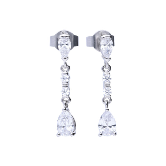 Diamonfire silver and cubic zirconia long teardrop drop earrings.