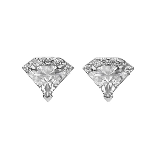 Diamonfire silver and cubic zirconia diamond shaped stud earrings.
