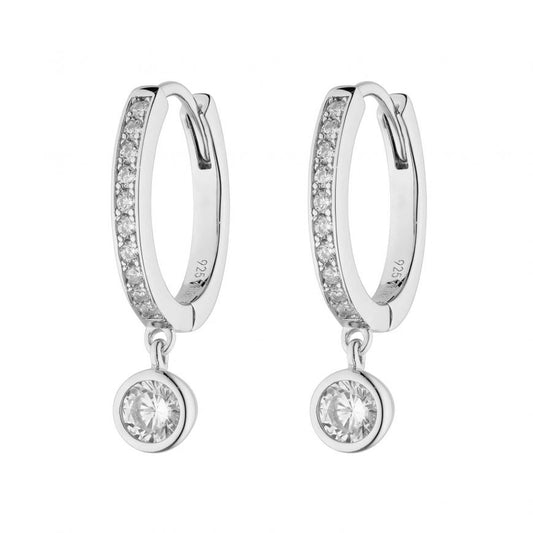 Diamonfire Silver And Cubic Zirconia Hoop charm Earrings.