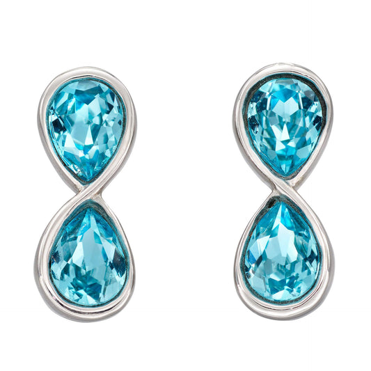 Fiorelli Silver & Crystal Drop Earrings (blue)