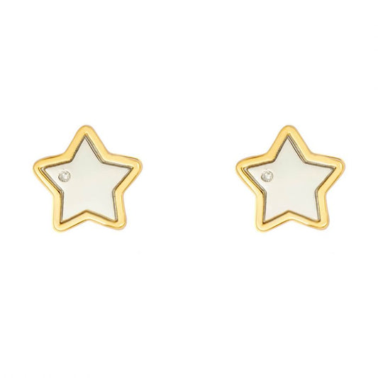 D For Diamond Silver And Gold Plated detail With Diamond Star Stud Earrings