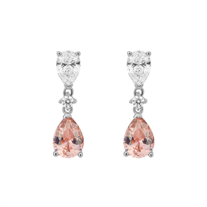 Diamonfire Silver with pink and white Cubic Zirconia Teardrop Drop Earrings.