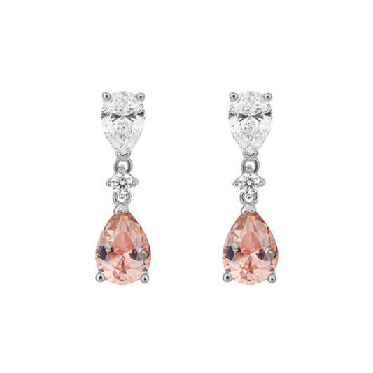 Diamonfire Silver with pink and white Cubic Zirconia Teardrop Drop Earrings.