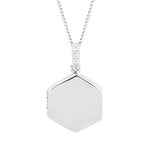 Fiorelli silver and Cubic Zirconia hexagonal Locket