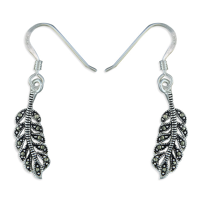 Silver Marcasite Drop Earrings
