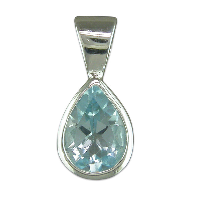 Silver and Blue Topaz teardrop pendant