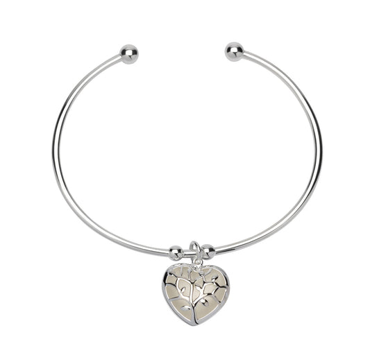 silver heart half bangle