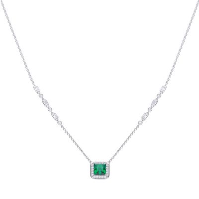 Diamonfire silver with green and white cubic zirconias necklace