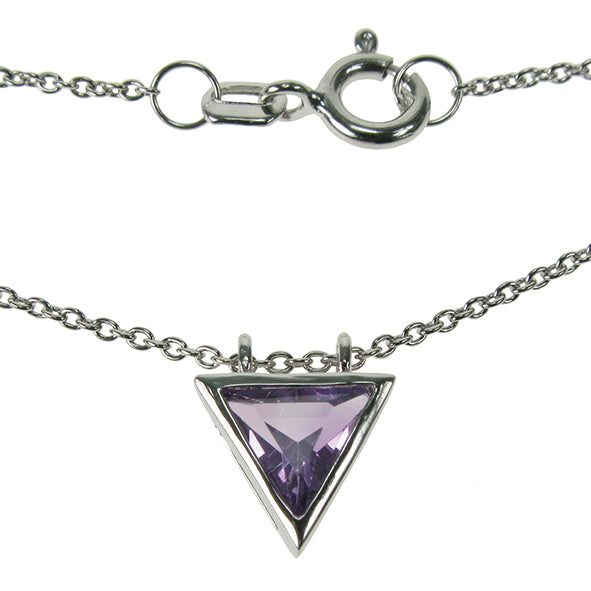 silver and Amethyst facet triangle pendant