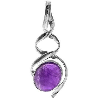 Silver and Amethyst double helix pendant.