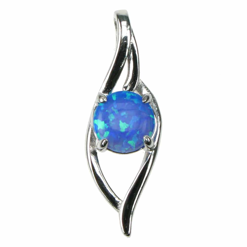 silver and Blue Opalique wave pendant