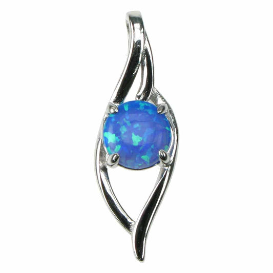 silver and Blue Opalique wave pendant