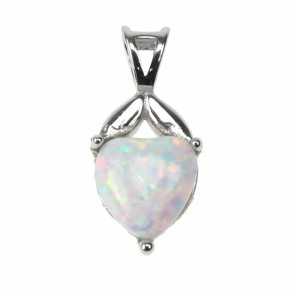 Silver and Opalique heart pendant