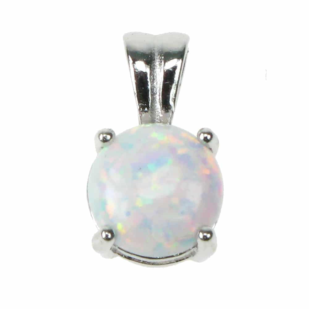 Silver and Opalique round pendant