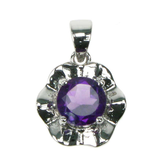 silver and Amethyst flower pendant