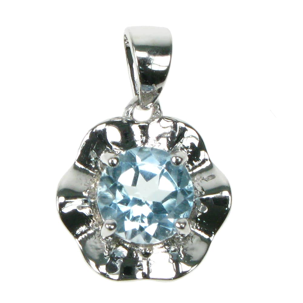 silver and Blue Topaz flower pendant