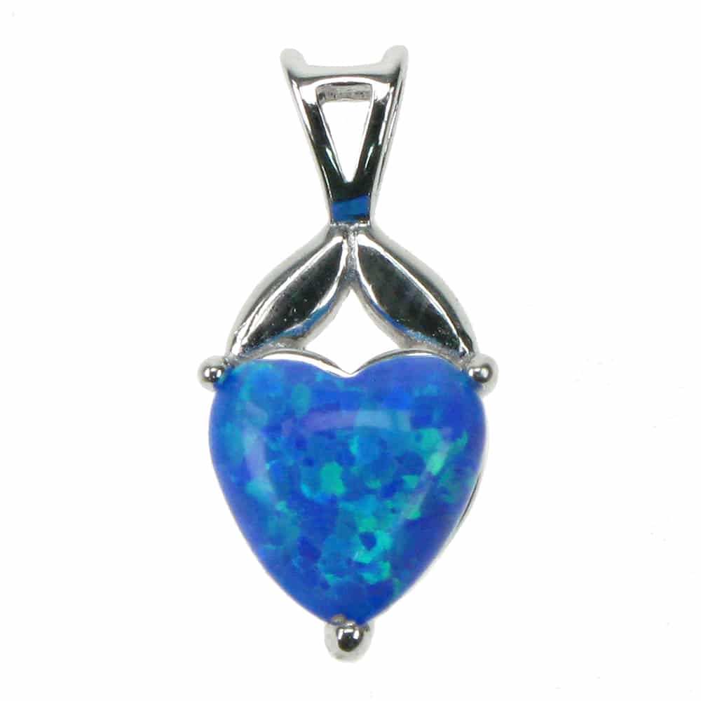 silver and Blue Opalique heart pendant