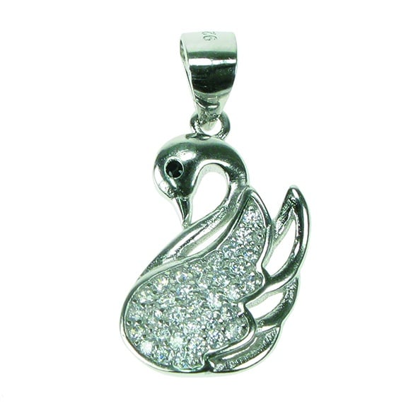 Silver and Cubic Zirconia swan pendant