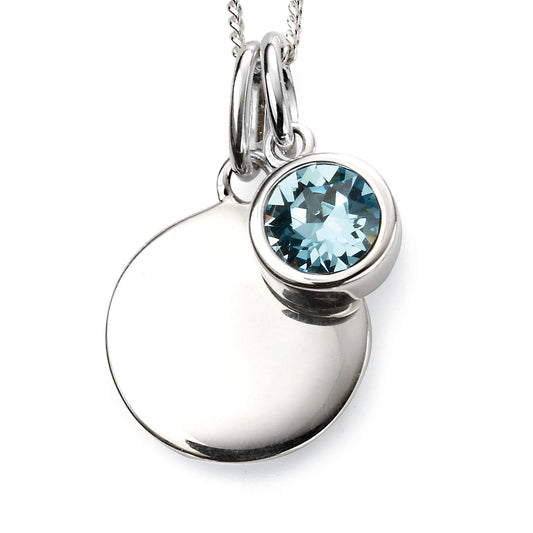 Silver and Crystal Birthstone pendant -March
