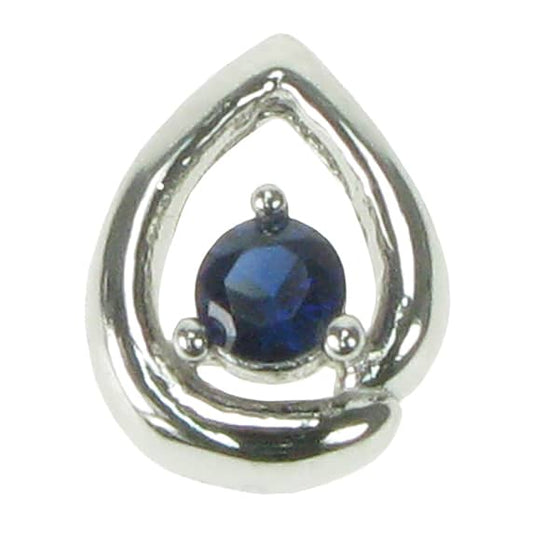silver and Created Sapphire teardrop pendant